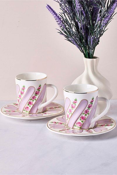 Perotti Kuzguncuk 4-Piece Porcelain Coffee Set for 2 People