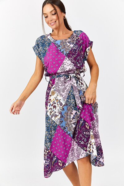 armonika Γυναικείο φόρεμα με λάστιχο έθνικ μοτίβο στη μέση-21K001249