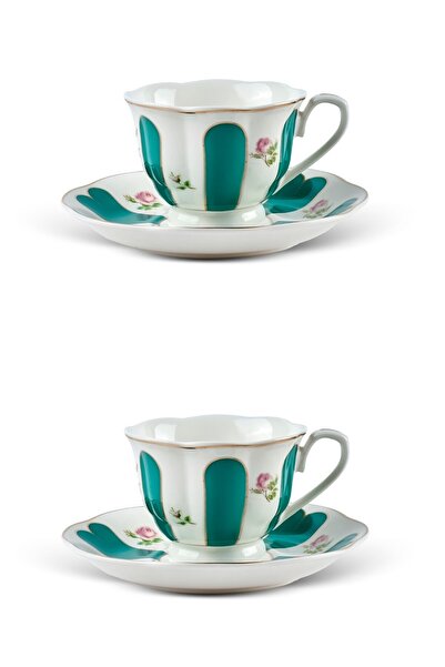 Perotti Beyoğlu Yeşil 2 Kişilik 4 Parça Porselen Kahve Takımı