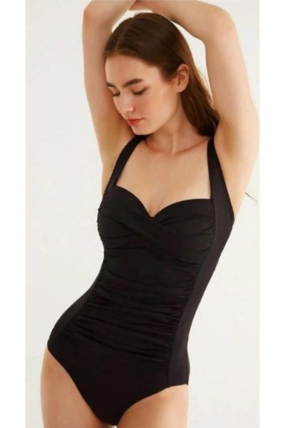 RAPAPA Black Draped Beach Swimsuit - Adjustable Strap 7223