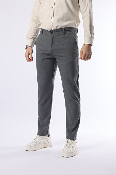 İDS COLLECTİON Ids Erkek Gri Renk Düz Kesim Kaliteli Esnek Likralı Bilek Boy Kumaş Pantolon