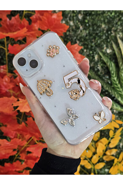 OSG iPhone 15 Plus Ve 14 Plus Uyumlu 3d Karakterli Taşlı Ve Simli İşlemeli Çi...