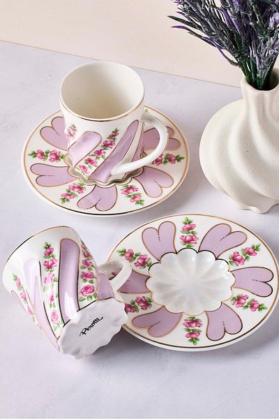 Perotti Kuzguncuk 4-Piece Porcelain Coffee Set for 2 People