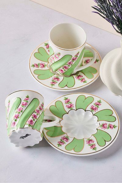 Perotti Kuzguncuk 4-Piece Porcelain Coffee Set for 2 People