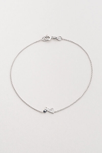 So CHIC... I Harfi 18 Ayar Beyaz Altın Kaplama 19 Cm Gümüş Nazar Bileklik