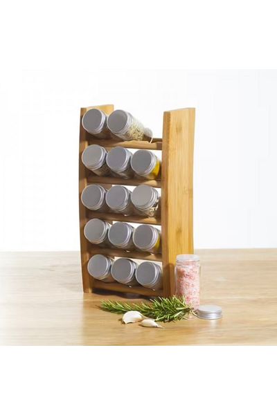 FİVE Set of 15 spice containers with ingredients included and bamboo stand, 18.3x9x33.5 cm
