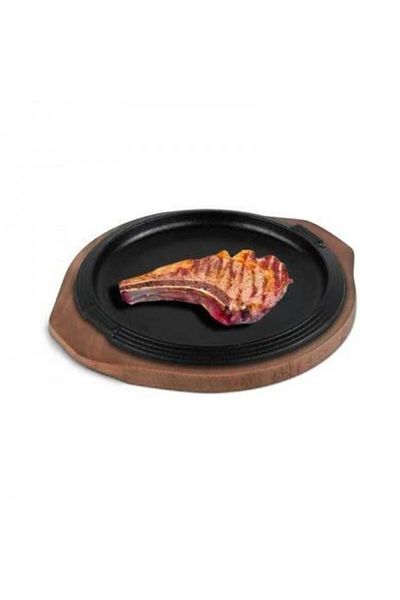 ILSA Round enameled cast iron pot with wooden stand, Dietella, 21 cm