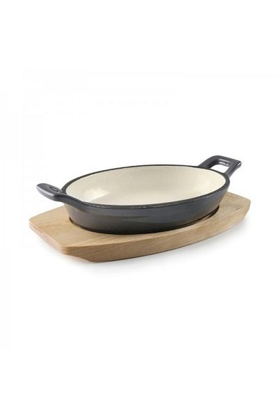 Lacor Oval grey cast iron pot for specialties, Magma Grey, 700 ml