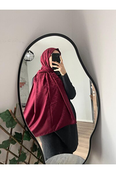 Merwiss İpeksi Jakar Zincir Desenli Bordo Şal