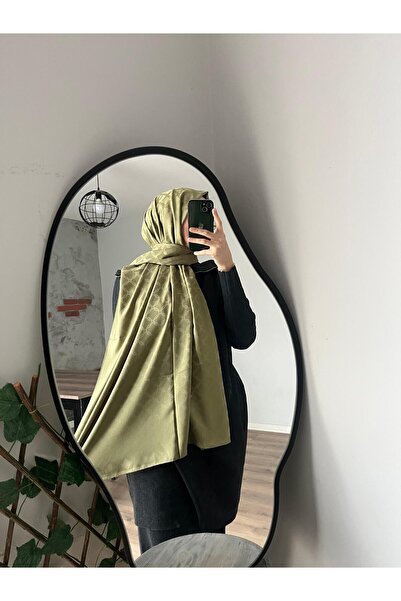 Merwiss شال حريري من قماش الجاكار باللون الأخضر الزيتوني