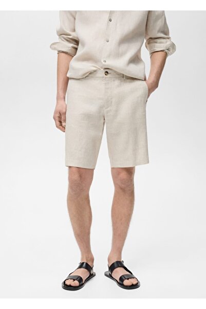 MANGO Man Σορτς βερμούδα με λεπτή εφαρμογή 100% λινό