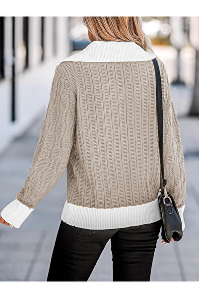 hanope Tricotaj de damă cu decolteu în V Stone Tricotaj elegant Pulover cu detalii de tricotat