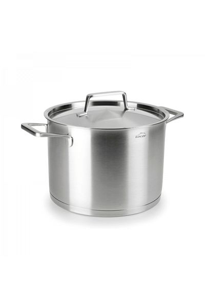 Lacor Stainless steel tall pot with lid and triple base, Foodie, 10 liters