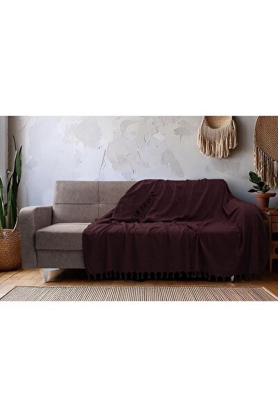 home otanticca غطاء مقعد مربوط يدويًا باللون العنابي مقاس 180 × 210 سم