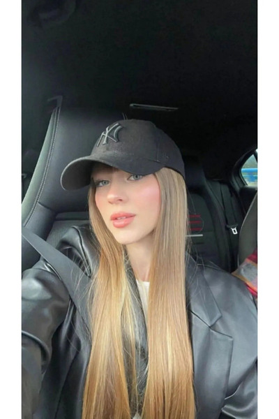 OX-RA Unisex Siyah Renk Siyah Nakış NY Nakışlı Beyboz Şapka