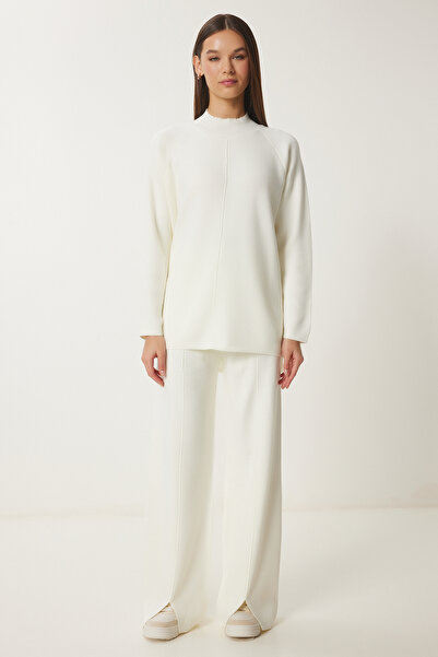 Lovelyİstanbul Knitwear Sweater and Pants Set - Stylish Ecru Lmu0001