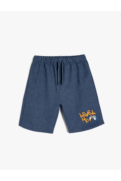 Koton Print Detailed Cotton Blended Shorts with Tie Waist