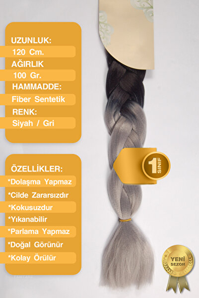 TAM TARZ Afrika Örgüsü Rasta Ve Box Braid için Fiber Sentetik Saç / Siyah - G...