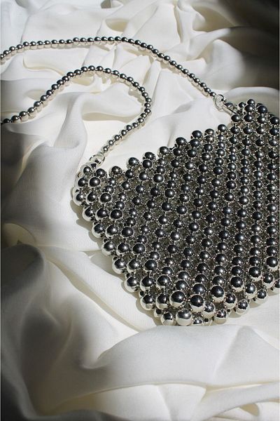 GÜLSEMALİ Silver Beads Bag