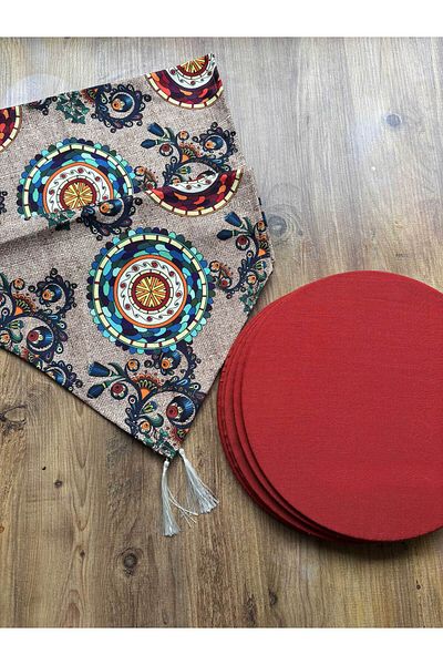 HALFART Mandala Duck Linen Runner και Σετ πλακιδίων Supla 6 τεμαχίων