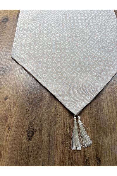 HALFART Μπεζ Μαροκινό Clover Duck Linen Runner - Σετ Supla 6 τεμαχίων