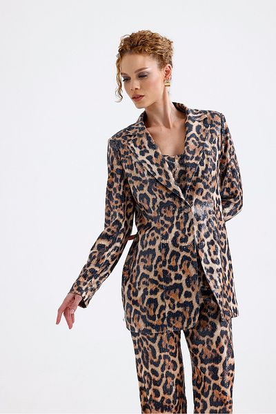 Sense Big Red Leopard Red Leopard Motif Evening Dress Set Tk34264