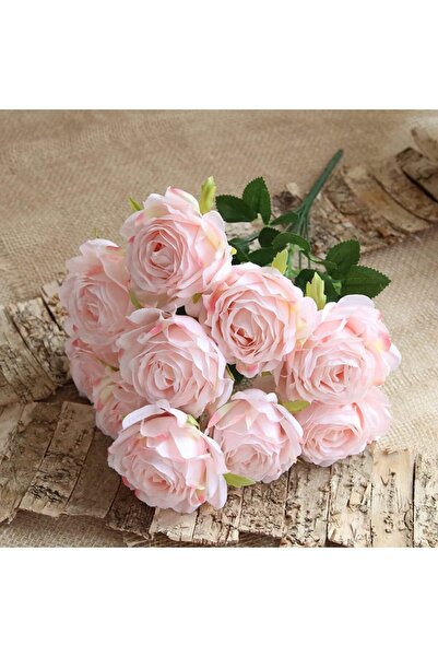 fesleğen çiçek Yapay Çiçek 7 Gül Büyük Boy Demet 40cm Pembe
