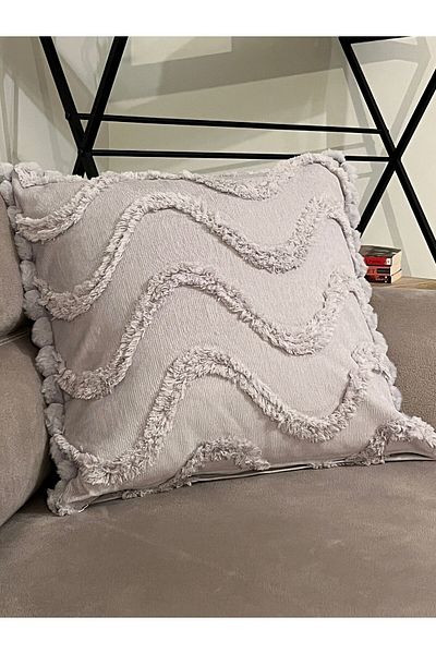 Zeren Home Husă de pernă decorativă cu pompon (fără umplutură) 2 buc