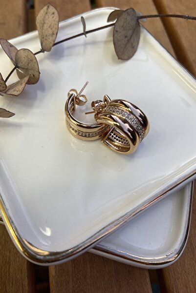 AURA ATELIER Çelik Üçü Bitişik Halka Küpe