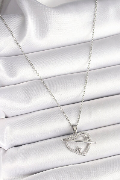 BSRE قلادة نسائية بسلسلة فضية اللون وتفاصيل على شكل قلب ونجمة (فولاذ 316L)