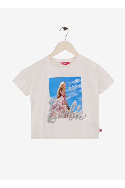 Barbie Baskılı Ekru Kız Çocuk T-Shirt BRB5SG-TST6469