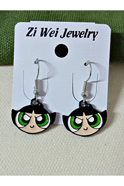 mos&more Powerpuff Girls Buttercup Çizgi Karakter 1 Çift Eğlenceli  Çocuk Küpesi
