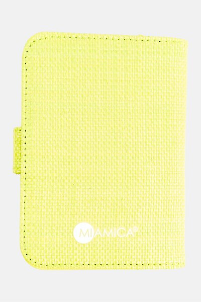 Miamica حافظة جواز سفر من الخيزران، باللون الأخضر الليموني