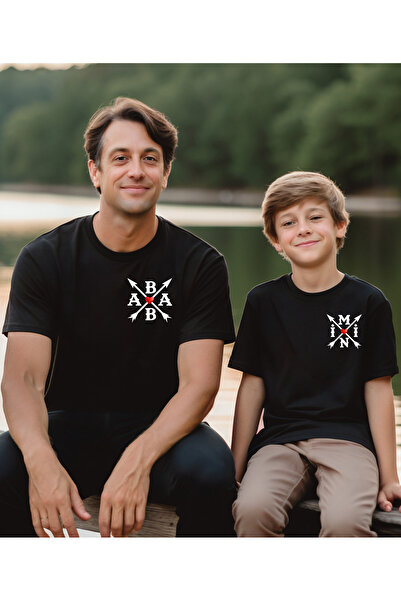 ASELİNDA Tricou combinat de familie cu imprimeu mini inimă - decolteu (preț pentru o bucată)