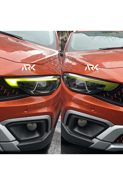 Fiat Egea Sedan Ve Cross Uyumlu Ön Far Sticker Set Sarı