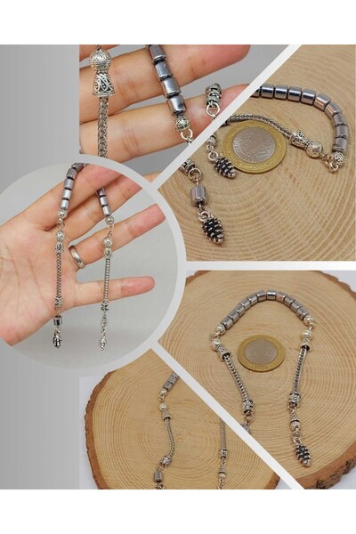 Yasamtohumu Hematit Taşı Silindir Kesim Sallamalık Zaza Tesbih 6mm (48194)