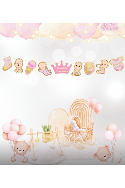 Deniz Party Store Pembe Hoşgeldin Bebeğim Figürlü Dekor Banner