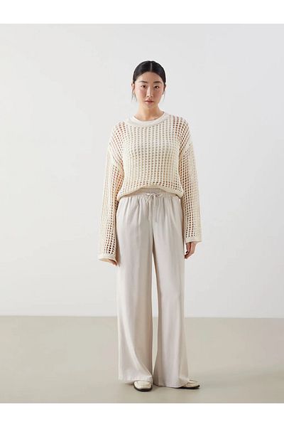 LC Waikiki Pulover de tricotaj pentru femei XSIDE, cu decolteu bej, ajurat - T T