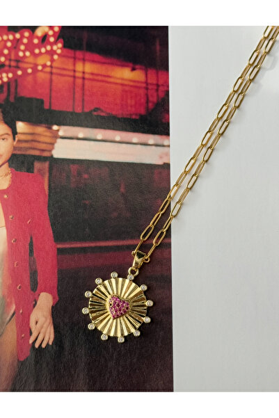 Pinery Jewels قلادة ذهبية نسائية من الفولاذ المقاوم للتشويه على شكل قلب من ال...