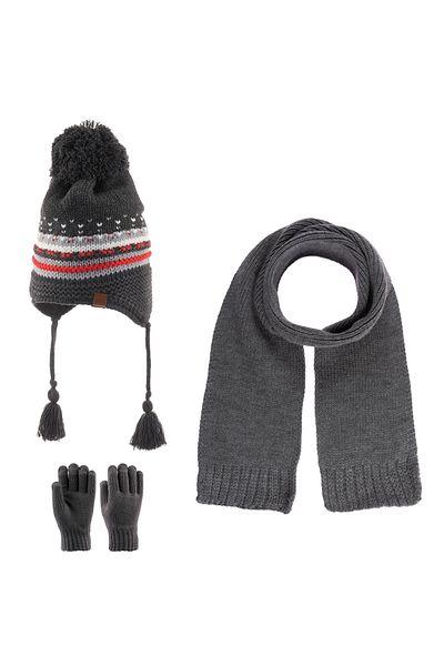 Kitti Winter 3-Piece Men's Beanie Scarf Gloves Set 4-8 Years Old
