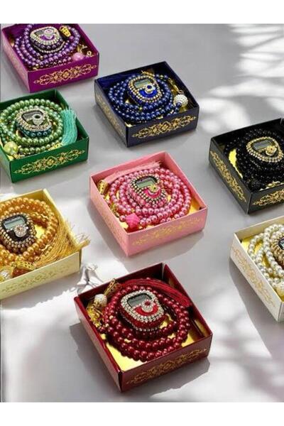 ZENGİN Hediyelik Taşlı Zikirmatik Ve Inci Tesbih 99lu Set Karışık Renk