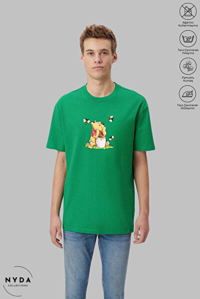 Nyda Collections Unisex Crew Neck Winnie The Pooh εμπριμέ βαμβακερό μπλουζάκι...