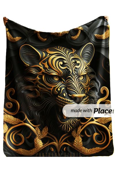 Elmas Dizayn Special Design 150X220 cm Tv Seat Bed Blanket Stainless Tiger, Gold