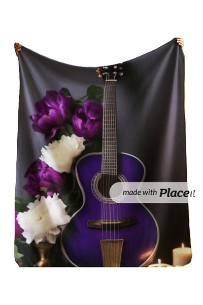 Elmas Dizayn 150X220 cm Tv Seat Bed - Stain Resistant Flower and Guitar Design