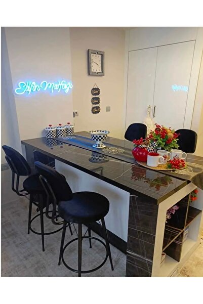 The SANDALYE SHOP Yeni Dolce Bar Sandalyesi Siyah Babyface Kumaş.65 cm oturum yüksekliği