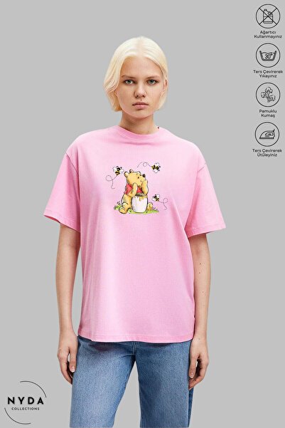 Nyda Collections Unisex Crew Neck Winnie The Pooh εμπριμέ βαμβακερό μπλουζάκι...