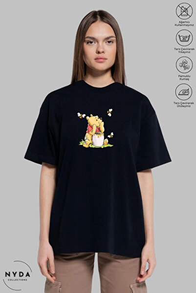 Nyda Collections Unisex Crew Neck Winnie The Pooh εμπριμέ βαμβακερό μπλουζάκι...