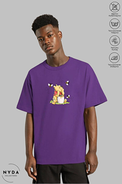 Nyda Collections Unisex Crew Neck Winnie The Pooh εμπριμέ βαμβακερό μπλουζάκι...