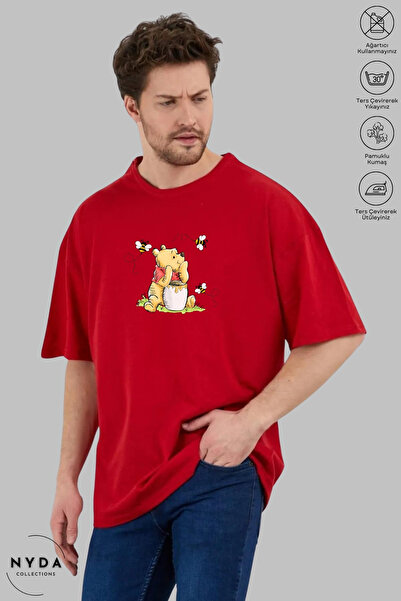 Nyda Collections Unisex Crew Neck Winnie The Pooh εμπριμέ βαμβακερό μπλουζάκι...