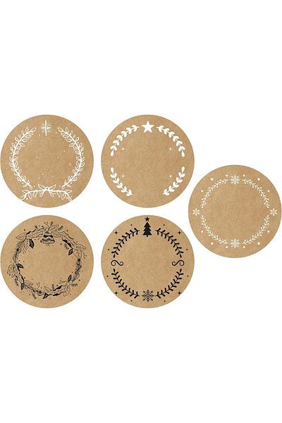 STOREMAX Writable New Year Sticker - Packaging Label - 80Pcs Kraft Look Sticker